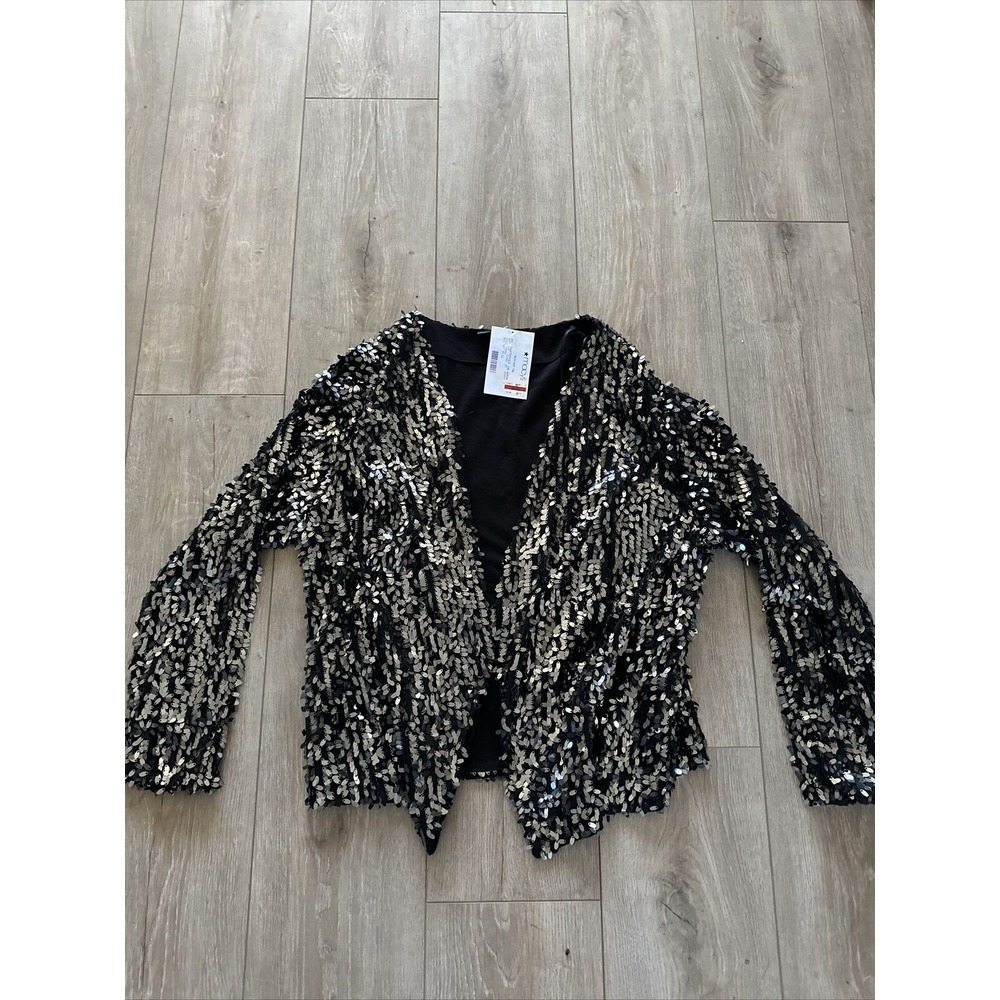 INC International Concepts‎ Women's Jacket Gold Sequins Open Front Size 1X NWT